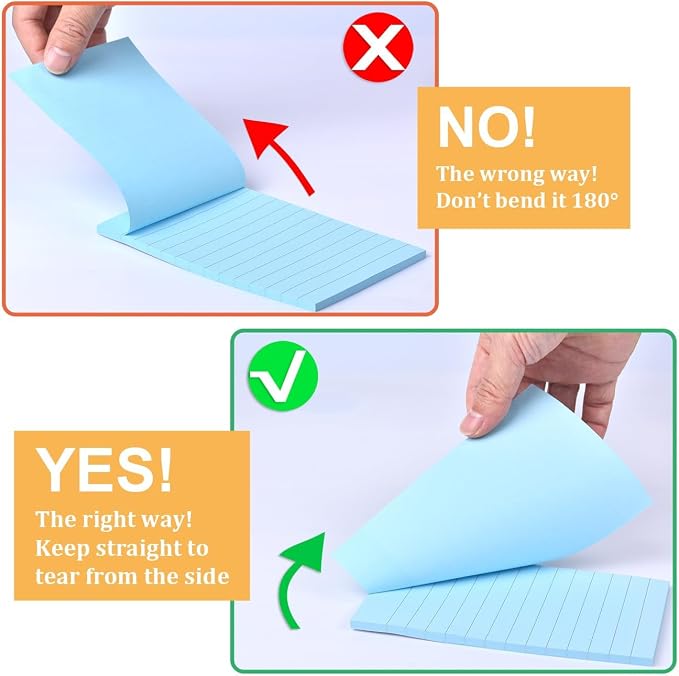 12 Pack Lined Sticky Notes 4x6 in Bright Colors Self-Stick Note Pads - Image 5