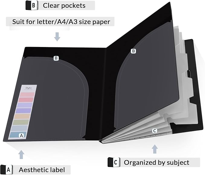 SKYDUE Accordion File Organizer, 5 Pocket Expanding File Folders - Image 2