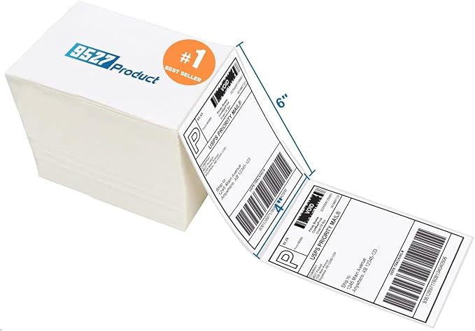 9527 Product Fanfold 4 x 6 Direct Thermal Labels White Perforated Shipping by 9527+Product