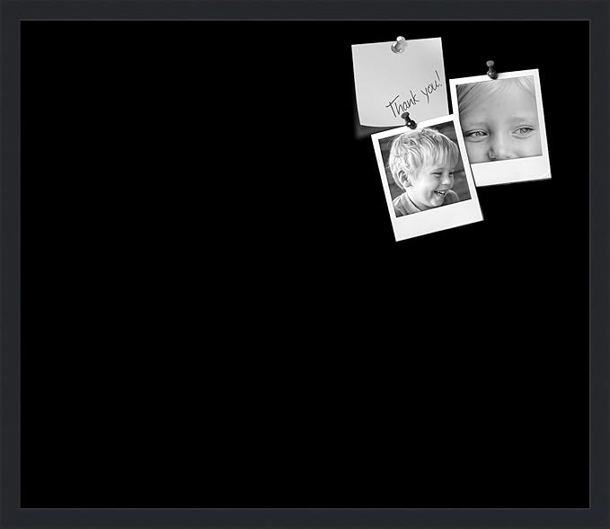 PinPix 28x24 Inch Cork Bulletin Board. This Decorative Framed Pin Board Comes with Solid Black Design and a Satin Black Frame. Ideal for Home Office Decor or Message Board (PinPix-622)-DeskLoop Office