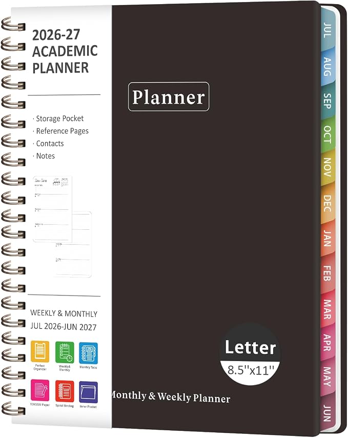 Planner 2026-2027, Academic Weekly and Monthly Calendar Planner, July 2026 by VALOME
