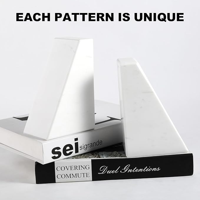 Karibiber Marble Bookends for Heavy Books, Decorative Book Ends for Shelves - Image 6