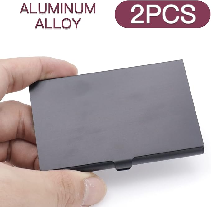 2-Pack Black Aluminum Business Card Holder Slim Flip Pocket Case | aluminum - Image 3