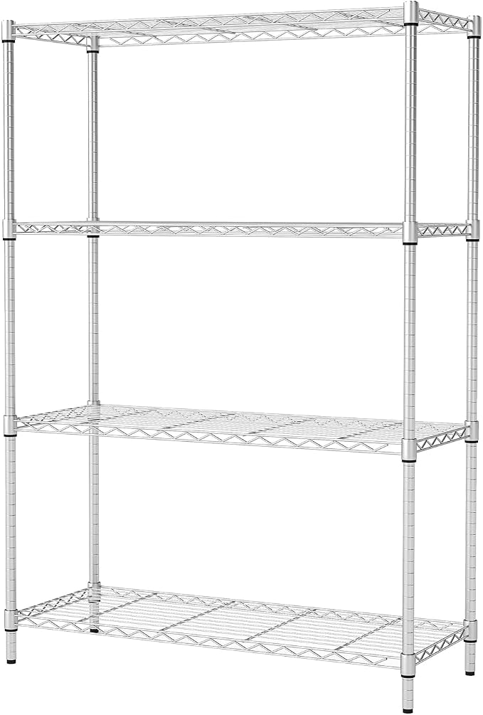 BestOffice | 4-Tier Wire Storage Shelves | 36x14x54 | Chrome | by BestOffice