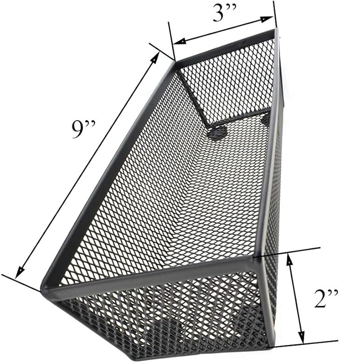 HAHIYO Stackable Mesh Tray Cup 9 x 3 x 2 inches Sturdy Container for Desk Drawer Organizer Collection for Home Office School kitchen Soft Foam Feet No Sharp Edges 2 Pack Black-DeskLoop Office