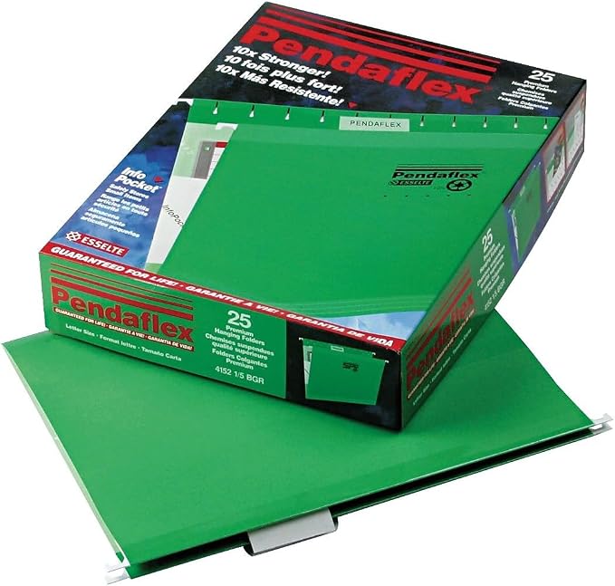 Pendaflex Reinforced Hanging File Folders, Letter Size, Bright Green, 1/5 Cut - Image 8