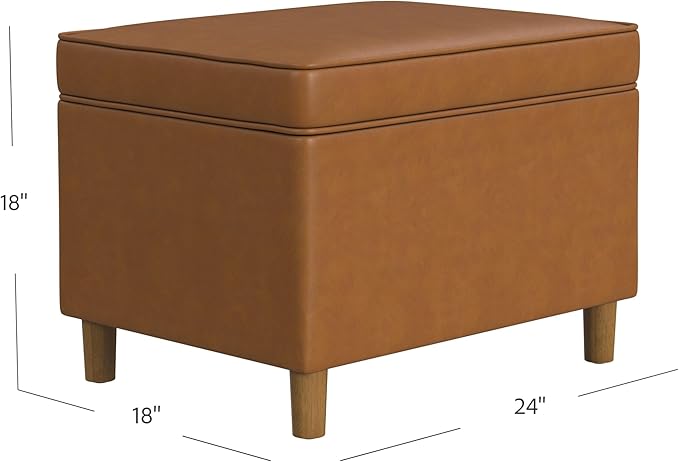 Home Decor | Dinah Collection Modern Storage Ottoman | Ottoman with Storage for Living Room & Bedroom(Carmel Faux Leather)-DeskLoop Office