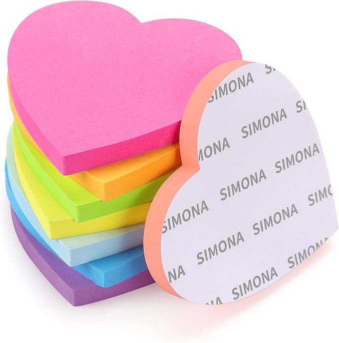 SIMONA Heart Shape Sticky Notes 8 Color Bright Colorful Sticky Pad 75 - Image 6