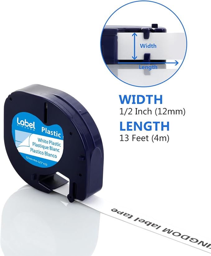 Label KINGDOM Replace for DYMO LetraTag Refills 91331 White Plastic Compatible - Image 3