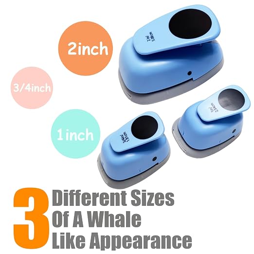 3‑Pcs Round Hole Paper Punch Set, Cutting Diameter 3/4‑inch, 2‑inch. | Circle - Image 2
