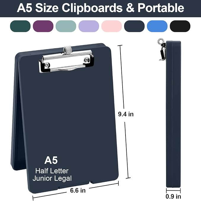 Meiikun Small Clipboard with Storage, A5 Clipboards with Pen Holder, Half - Image 2