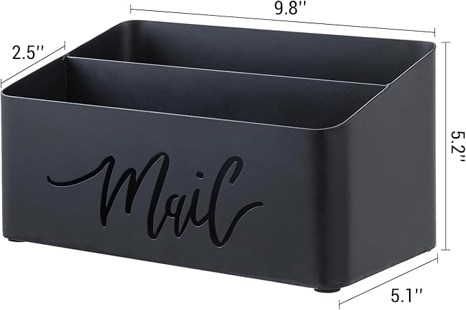 MyGift 2 Slot Modern Matte Black Metal Desktop Mail Sorter - Image 5