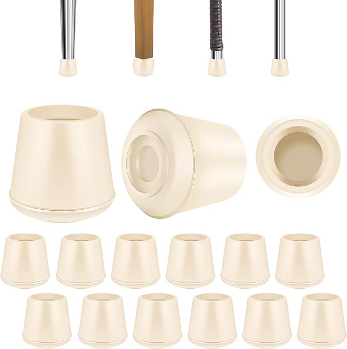 1/4" Round Rubber Furniture Leg Tips Caps, 16 Pack White Extra Small Furniture by VOCOMO