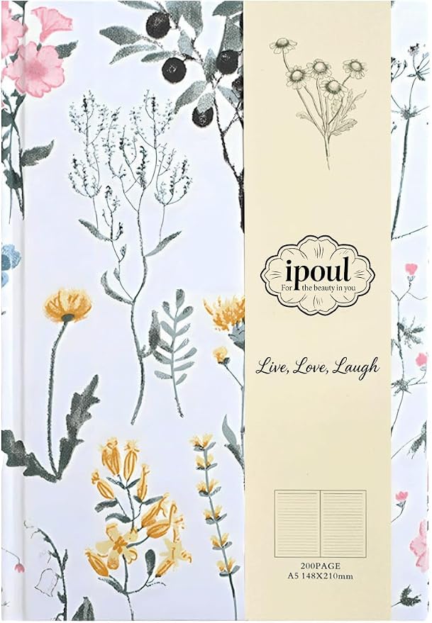 Floral Journal for women, Floret Hardcover Notebook, Medium Ruled Notebook by ipoul