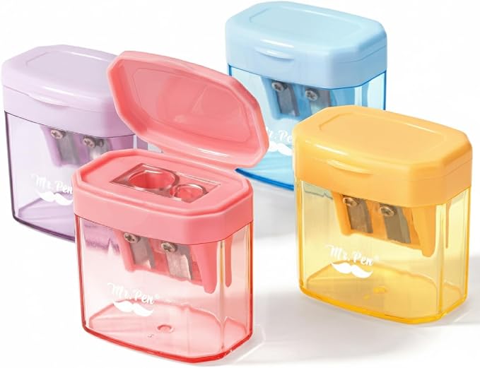 Mr. Pen- Manual Pencil Sharpener, 4 Pack, Dual Holes | Compatible by MrPen
