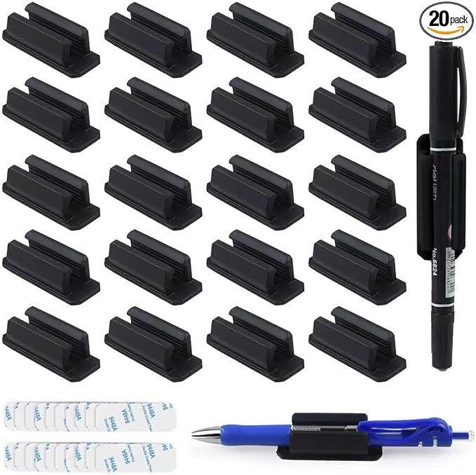 20 Pack Silicone Pencil Holders, Adhesive Pen And Marker Holders, Wall by CDIVEFTN