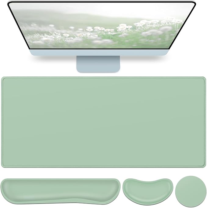 Desk Mat Green, Large Gaming Mouse Pad by QOMOLAMA