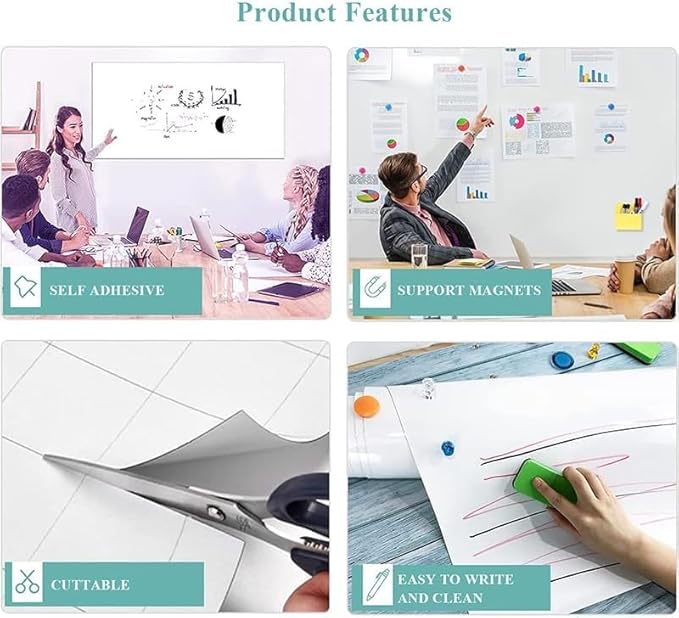 Wide Self-Adhesive Whiteboard Sticker: 40" x 30" Magnet Receptive Dry Erase - Image 3