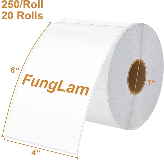 FungLam Thermal Labels 4x6 Direct Thermal Shipping Labels, 20 Rolls - Image 2