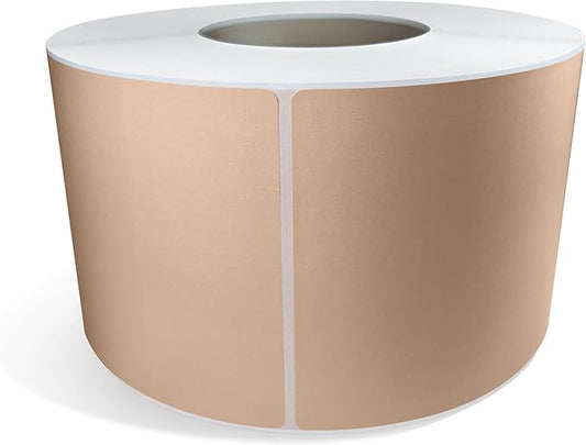 Direct Thermal Paper Label/IndustrialGrade 4" x 6", with Perforation, 3" Core, 8" OD,1000 Pcs/Roll (4Roll/Box) - Beige-DeskLoop Office