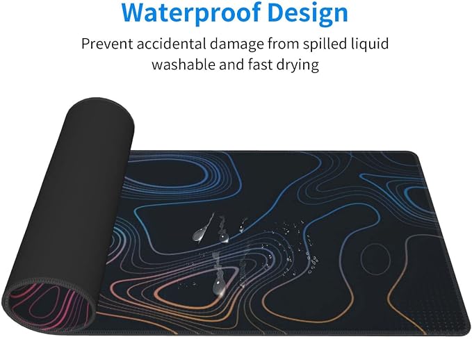 Topographic Contour Map XL Mouse Pad 31.5 x 11.8 Inch Gaming Mousepad Extended - Image 8