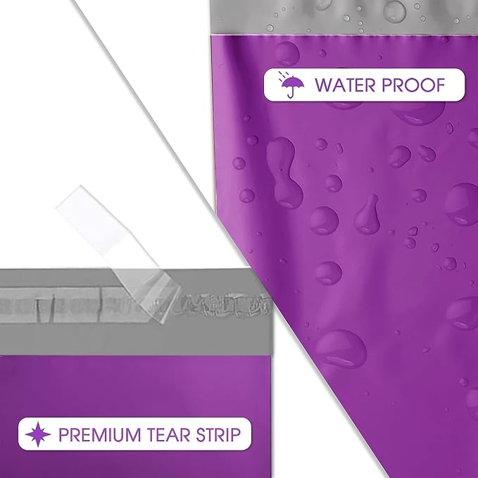 Metronic Purple Poly Mailers 14.5x19 Large Poly Mailers 100 Pack Self-Seal - Image 2