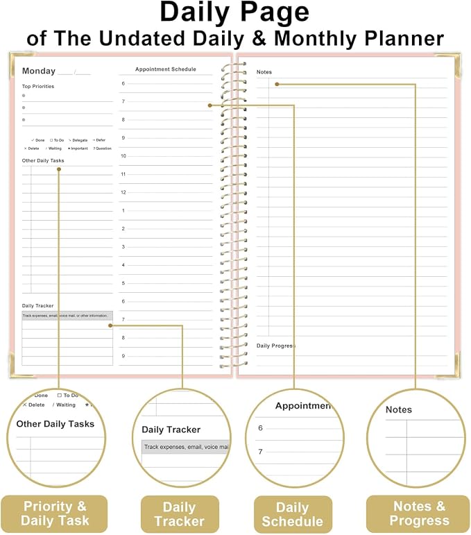 Undated Daily Planner 5.8"x8.5" - Image 4