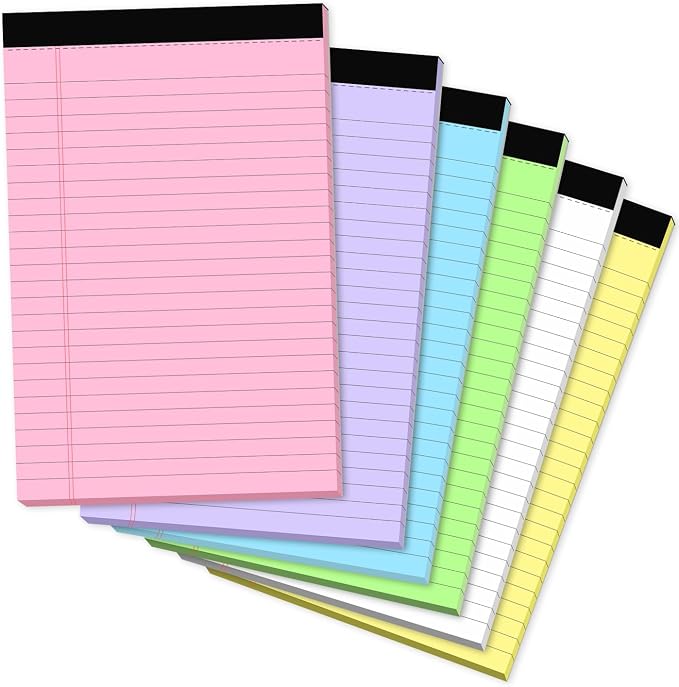 Small Legal Pads 5x8 Colored, 6 Pack Note Pads 5x8, Perforated Pink Legal Pad by notepads