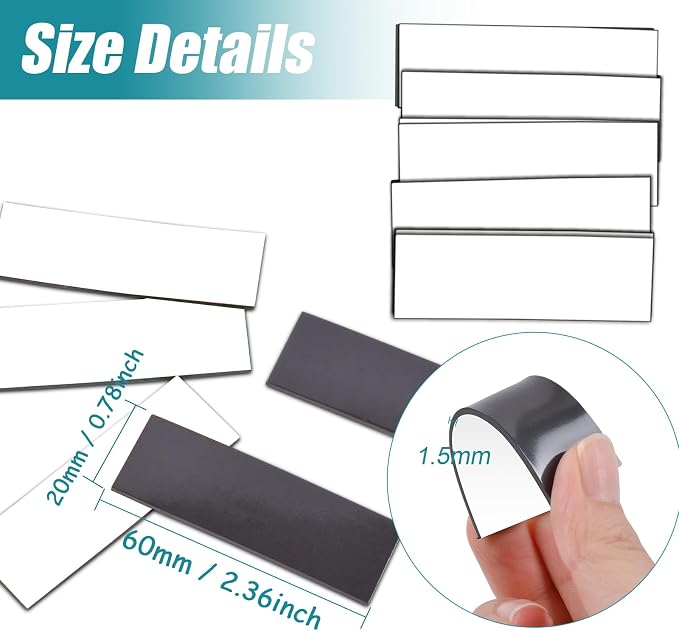 50 Pack Dry Erase Magnetic Labels White Reusable Write On Magnets Sticker - Image 2
