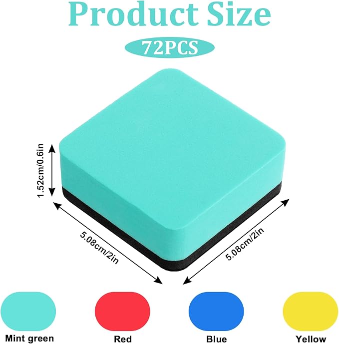 72 Pack Dry Erase Eraser, Magnetic Whiteboard Eraser Bulk, Small White Board - Image 2