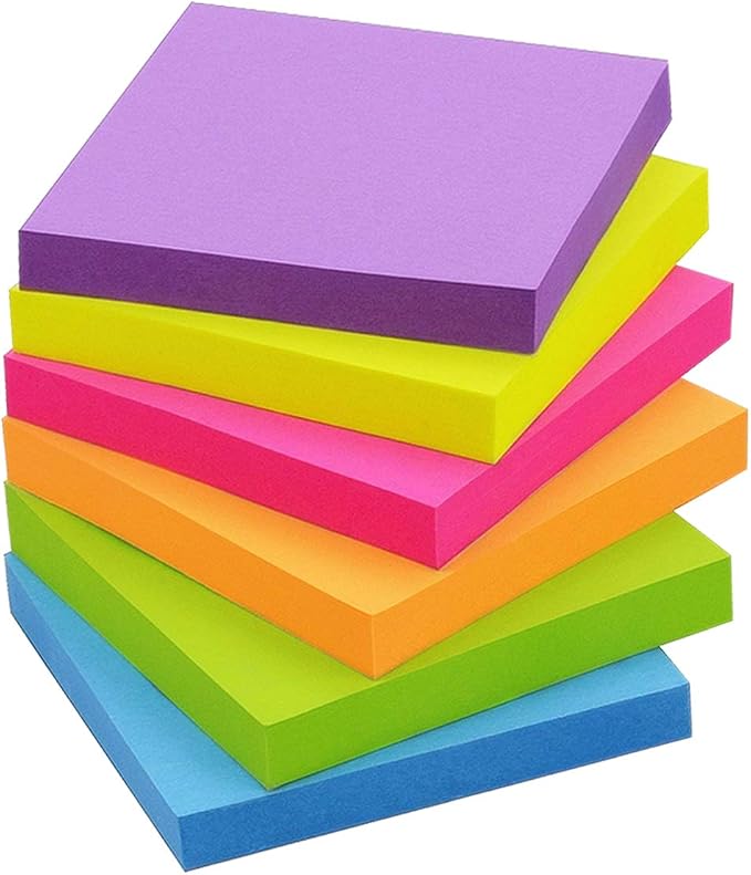 Sticky Notes 3x3 inch, Bright Colors Self-Stick Pads, 12 Pads/Pack, 100 - Image 2