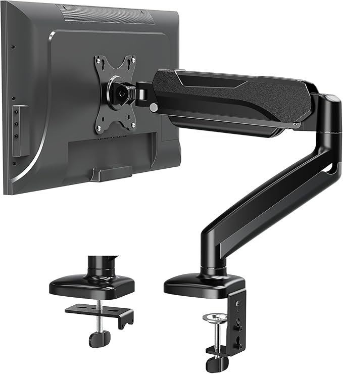 MOUNTUP Monitor Arm Desk Mount, Fully Adjustable, Computer Monitor Stand for 17-30 Inch, 4.4-17.6lbs Screen, VESA Mount with C Clamp & Grommet Base, Black-DeskLoop Office