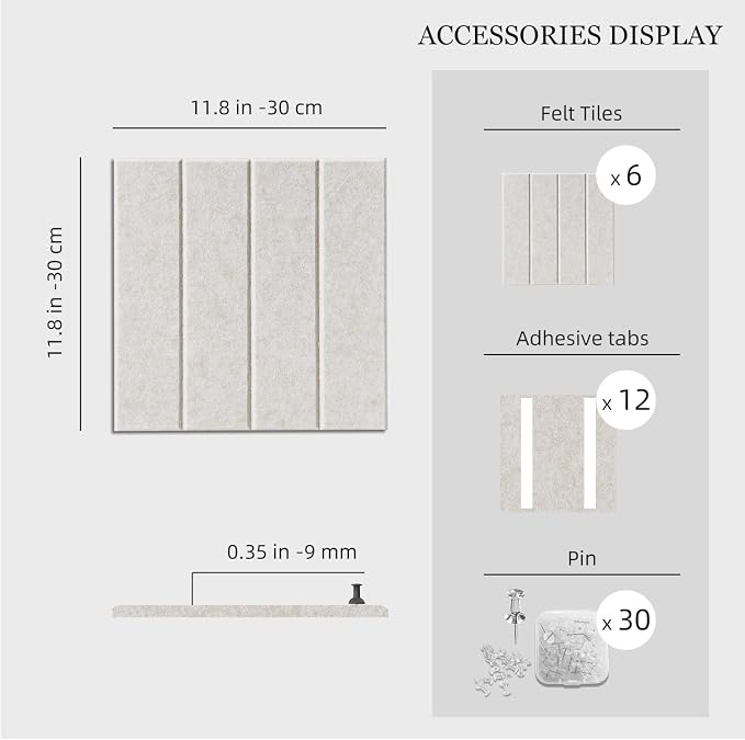 Large Cork Board Strips for Wall, 6 Pack Fabric Wall Tiles - Image 6