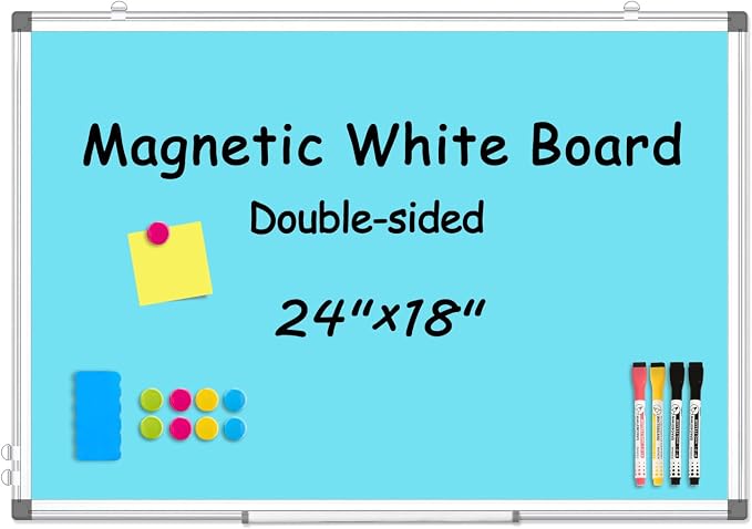WALGLASS Magnetic Whiteboard 24"x18" Dry Erase White Board by WALGLASS