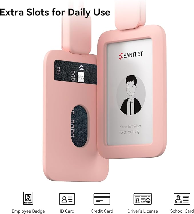 Lanyards for ID Badges Holder, SANTLET Silicone ID Badge Holder Name Card Case - Image 6