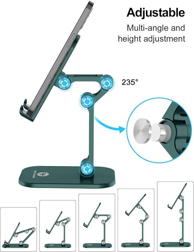 OCYCLONE Phone Stand, Adjustable Height and Angle Foldable Cell Phone Stand - Image 2