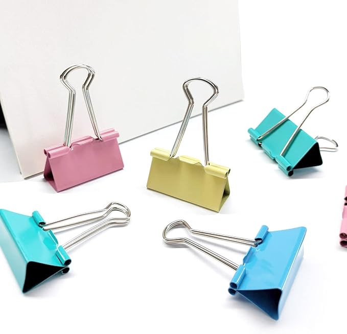 Ykimok Large Binder Clips, 1.6 inch, 24 Pack, Colored Binder Clips, Paper - Image 3