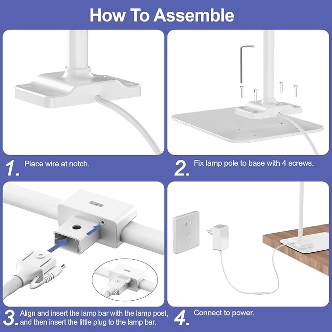 24W Led Desk Lamps with Base for Office Home, 31.5-in Double Head, Dimmable 4 - Image 7