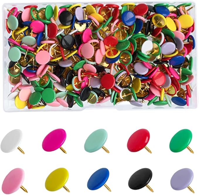 300 PCS Colors Thumb, Tacks Plastic Round Head Thumbtack, Colors Plastic by Unknown