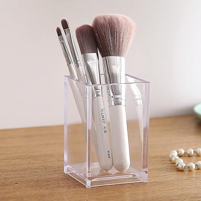 HSYMQ 2 Pack Clear Acrylic Pencil Pen Holder Cup, Makeup Brush Holder Acrylic - Image 5