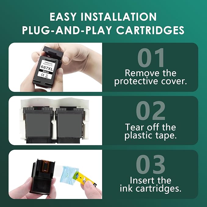 667XL 667 XL 667 Ink Cartridges Replacement for hp 667 Ink cartridges Black and Color Work for Deskjet Ink Advantage 1275 2375 2775, Deskjet Ink Advantage Plus 6075 6475 6476 (2 Black)-DeskLoop Office