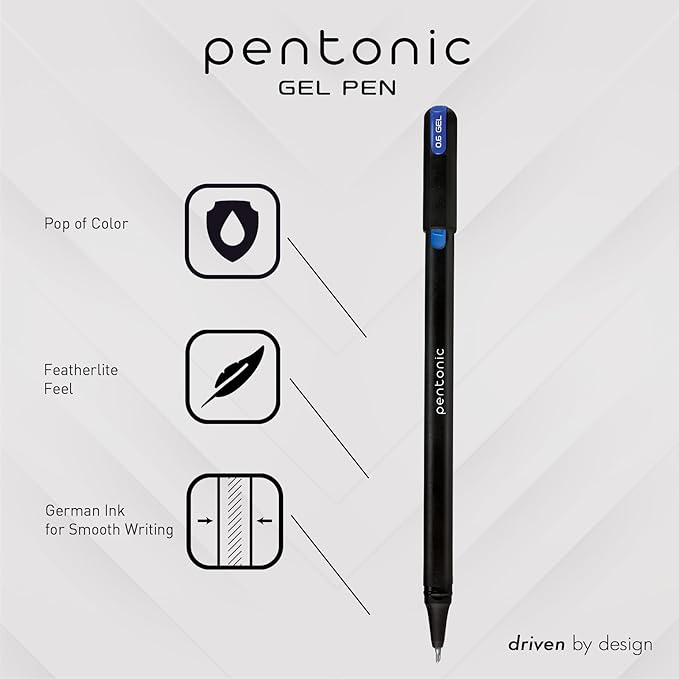 Pentonic Gel Pens, 36 Count, Assorted Colored Ink (12 Colors, 3 Of Each Color), Medium & Fine Point, Smooth Writing For Journaling (1002357)