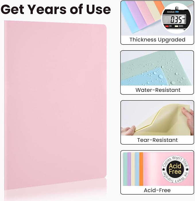 Sooez 6Pack Folders with Pockets, Pocket Folders with Extra Labels, Plastic - Image 3