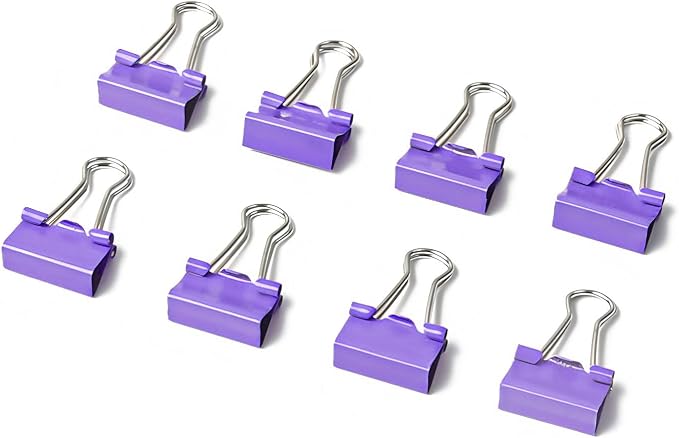50 Pack Small Purple Binder Clips 3/4 Inch, Colored Little Paper Clamps - Image 5