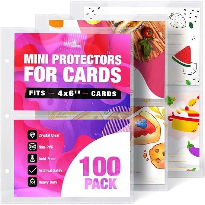 200 Pockets Mini Sheet Protectors fit 4x6'' Cards by CraftSaints