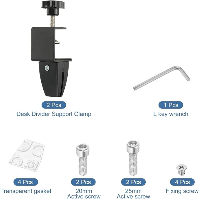 PATIKIL 2 Pcs 1/8" to 1/2" Adjustable Desk Divider Partition Clips, Aluminum - Image 3