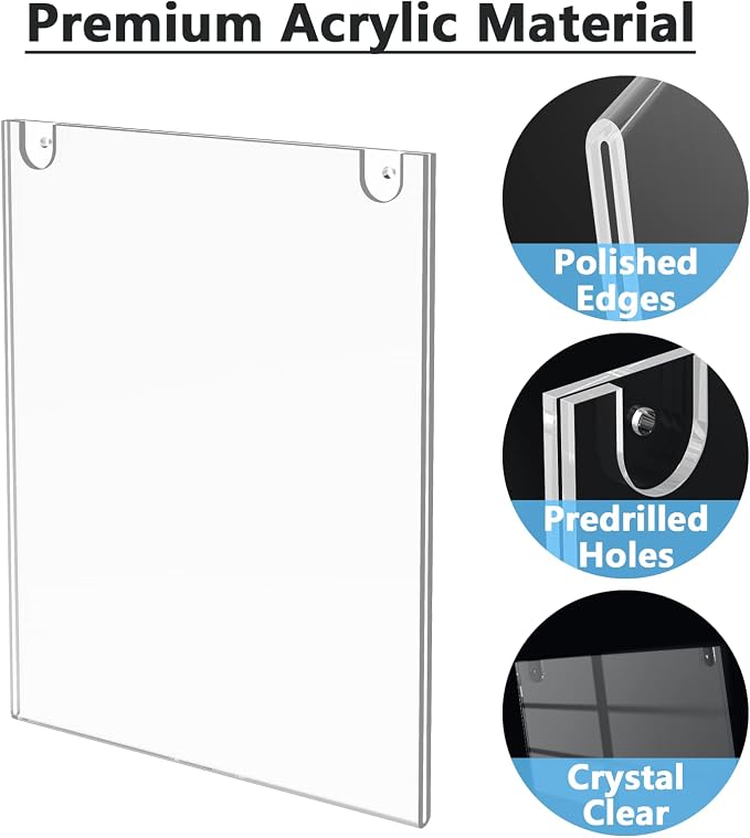 MaxGear Wall Mount Sign Holder, 8.5 x 11 Vertical, 6 Pack | Includes Adhesive - Image 2