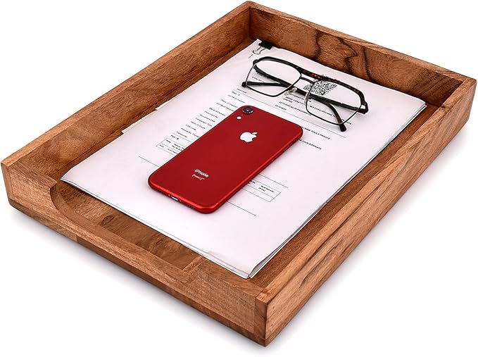 EDHAS Letter Trays & Stacking Supports Acacia Wood Desk Document, File Folder by EDHAS