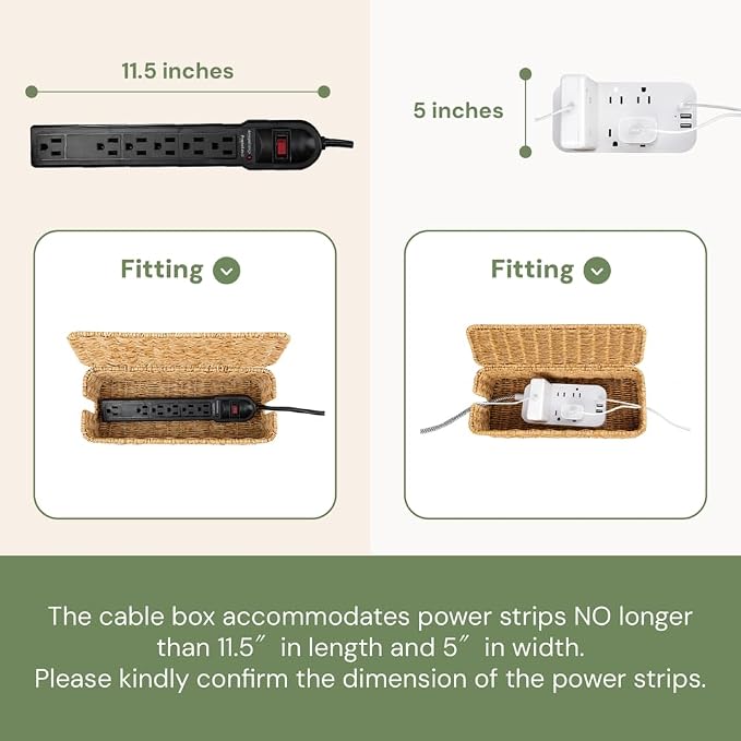Cable Management Box, Handmade Rattan Cable Organizer - Image 4