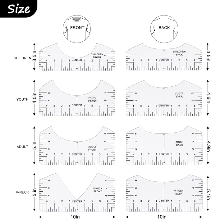 12pcs Tshirt Ruler Guide for Vinyl Alignment, T Shirt Measurement Accessories - Image 2